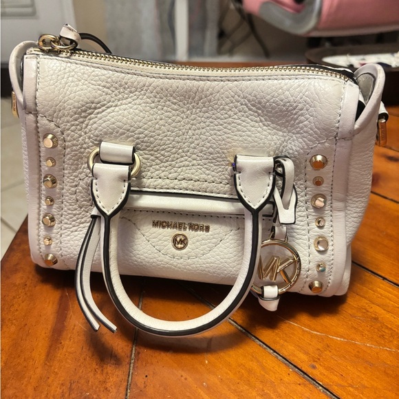 Michael Kors Handbags - Michael Kors White Pebbled Leather Satchel with Gold Hardware